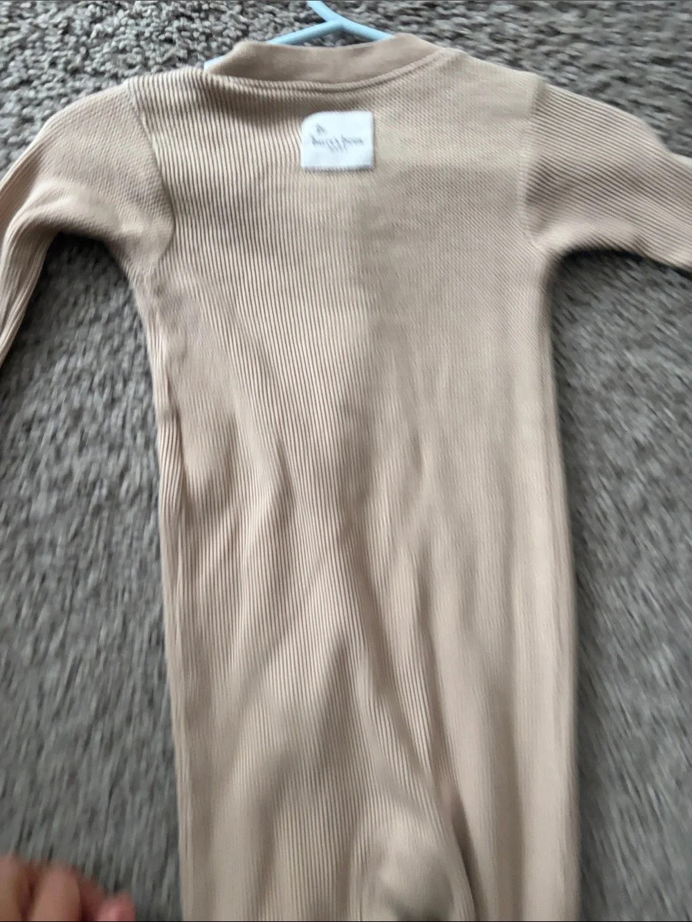 Beige Ribbed Footed One-Piece for Kids - Neutral Comfort